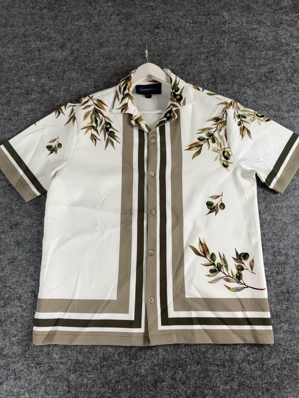 River Island Hawaiian Shirt Mens Small Floral Striped Oversized Aloha N3